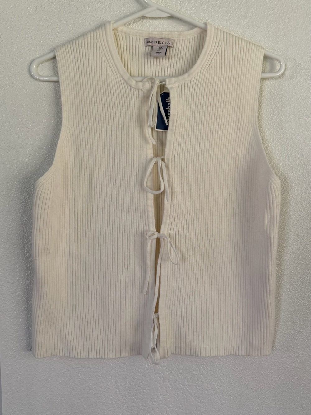 NWT Sincerely Jules Ribbed Lace Up Tie Front Sleeveless Top